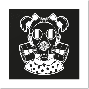 Little girl with gas mask. Posters and Art